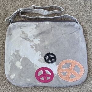 Women's Peace Sign Cross Body Shoulder Bag Purse